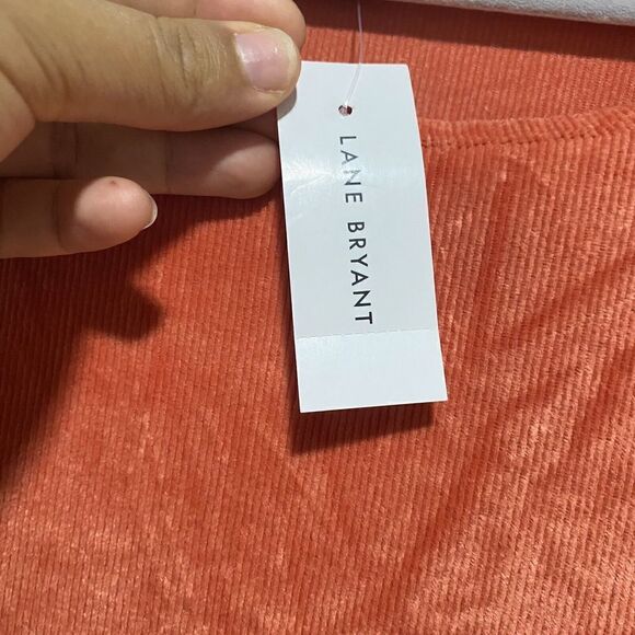 Lane Bryant sweater ribbed knit metallic sheen orange soft should zip Size 18/20 - Picture 7 of 9